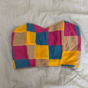 Colorful Patchwork corset crop top size medium